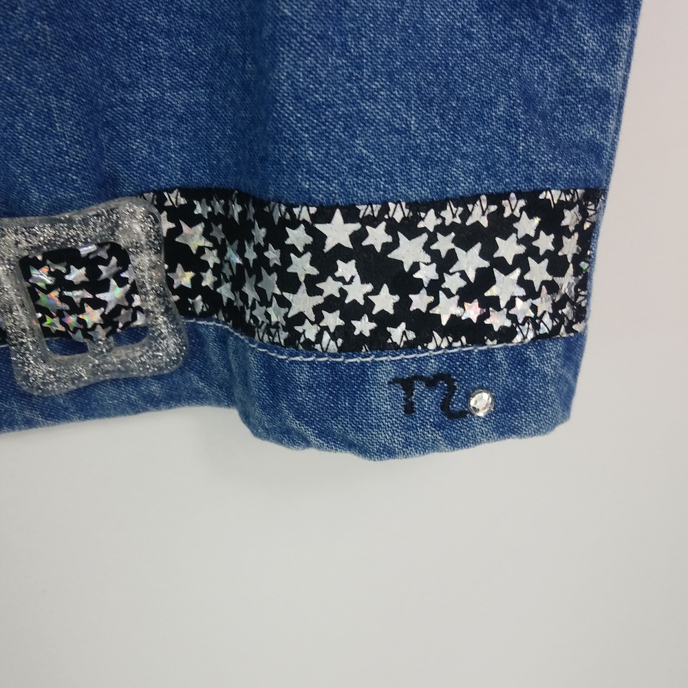 MARSHA 14 Big Girls Silver Leopard Star Jeans Zip Vest Kids - Picture 3 of 11